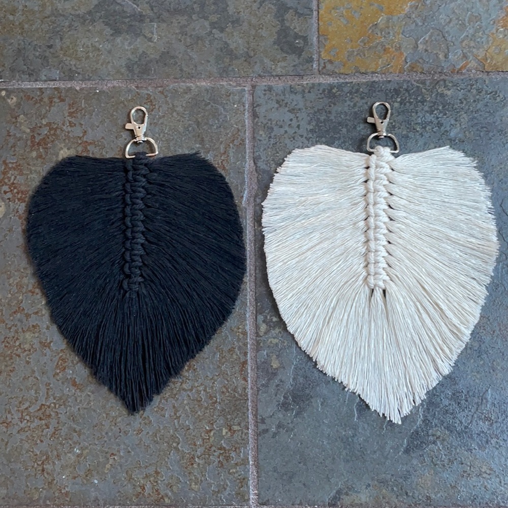 Set of Macrame Feather Keychains